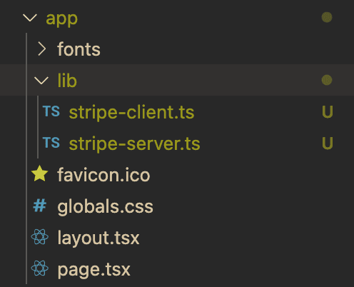 Next.js 15 with Stripe integration folder structure